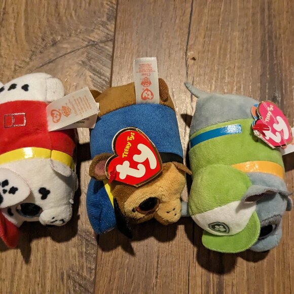 Set of 3 Paw Patrol TY Teenie Beanie Boos - Chase, Marshall and Rocky - Picture 2 of 6